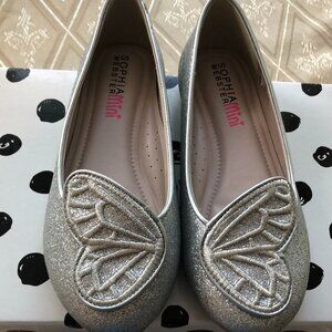 Sophia Webster Mini Girls Butterfly Silver Shoes Size EU 30 US 12/13 New